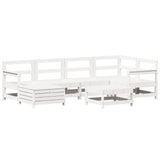 7 Piece Garden Sofa Set White Solid Wood Pine 3250957