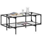 Coffee Table with Transparent Glass Top 98.5x50x45 cm Steel 846042
