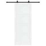 Sliding Door White and Black 93 x 232 cm Solid Pine Wood 3333351