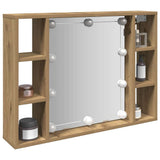 Mirror Cabinet with LED Artisan Oak 76x15x55 cm Engineered Wood 857002