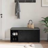 Hall Bench with Cushion with Shelf Black Oak 100 x 38 x 46 cm 891513