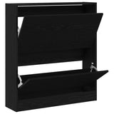 Shoe Cabinet Black Oak 80 x 21 x 87.5 cm Engineered Wood 862216