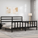 Bed Frame without Mattress Black 200x200 cm Solid Wood Pine 3191930