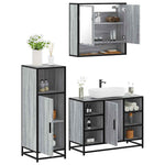 3 Piece Bathroom Furniture Set Grey Sonoma Engineered Wood 3301003