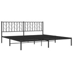 Metal Bed Frame without Mattress with Headboard Black 200x200cm 374444