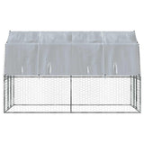 Dog Cage with Roof and Door Silver Galvanised Steel 3294909