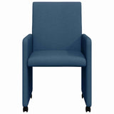 Dining Chairs with Wheel 2 pcs Blue 57 x 66 x 94 cm Fabric 42017815