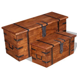 Two Piece Storage Chest Set Solid Wood 244050