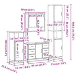 ZNTS 4 Piece Bathroom Furniture Set Brown Oak Engineered Wood 3301234