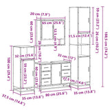 4 Piece Bathroom Furniture Set Smoked Oak Engineered Wood 3301232