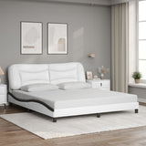 Bed Frame with LED without Mattress "Hvar" White and Black 180x200 cm 3213954