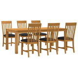 Dining Set 7 pcs Black Solid Oak Wood 3430394