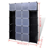 Modular Cabinet 14 Compartments Black and White 37x146x180.5 cm 240499