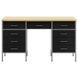 Work Cabinet with Drawer 3 pcs Black Engineered Wood and Steel 3321376