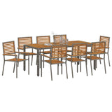 Garden Dining Set 9 pcs Grey and Brown Poly Rattan 3365445