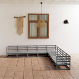 9 Piece Garden Lounge Set Grey Solid Pinewood 3075846
