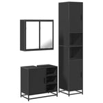 ZNTS 3 Piece Bathroom Furniture Set Black Engineered Wood 3301085
