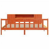 ZNTS Bookcase Bed without Mattress Wax Brown 200x200 cm Solid Wood Pine 3321675