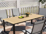 Garden Table for 6 People, 175 x 78 x 75 cm Rectangle Outdoor Dining Table with Slatted Top, Metal T3398P327919