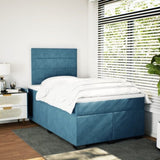 Box Spring Bed with Mattress Blue 120x200 cm Velvet 3290886