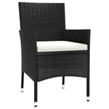 3 Piece Garden Bistro Set with Cushions Black Poly Rattan 3187440