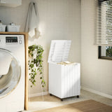 Laundry Basket with Wheels RANA White 45x45x64 cm Solid Wood Pine 4002334