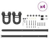 Sliding Door Hardware Kit 366 cm Steel Black 3295753