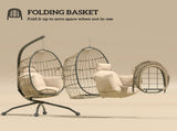 Hanging Egg Chair Outdoor Indoor Swing Chair with Folding Basket and Thickened Cushion, T3398P314186