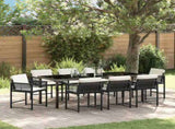 Garden Dining Set 9 pcs Black Poly Rattan 3380744