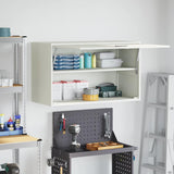 Wall Cabinet for Garage with Gas-lift Door White 883261