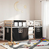 Bunk Bed without Mattress White&Black 90x190 cm Single Solid Wood Pine 3283904