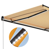 Manual Retractable Awning with LED 300x250 cm Yellow and White 3055222