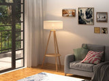 Tripod Floor Lamp, Freestanding Bedside Light Reading Light with Storage Shelf and Linen Shade for T3398P425130