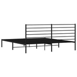 Metal Bed Frame without Mattress with Headboard Black 200x200cm 352326