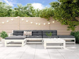 6 Piece Garden Lounge Set White Solid Wood Pine 3186537
