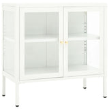 Sideboard White 70x35x70 cm Steel and Glass 336065