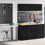 Garage Cabinets 2 pcs Black Engineered Wood 3328288