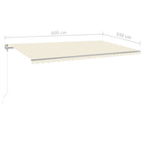 ZNTS Manual Retractable Awning with Posts 6x3.5 m Cream 3070077