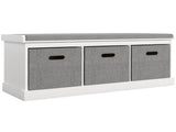 Three-Drawer Shoe Storage Bench, with Padded Top Seat - White T3398P328295