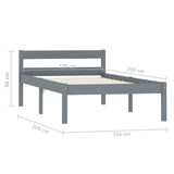 Bed Frame without Mattress Grey Solid Pine Wood 100x200 cm 283197