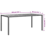 Garden Table 190x90x75 cm Poly Rattan and Acacia Wood Grey 316723