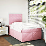 ZNTS Box Spring Bed with Mattress Pink 120x190 cm Small Double Velvet 3290863