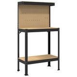 Workbench Black 81 x 41 x 145 cm Engineered Wood and Metal 42020131