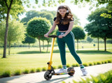 Folding Electric Scooter for Kids, with Dual Brakes, Front Suspension, LED Colourful Lights, Gold T3398P349455