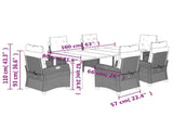7 Piece Garden Dining Set with Cushions Grey Poly Rattan 3213055