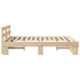Bed Frame with Headboard Brown 140 x 200 cm Solid Pine Wood 872482