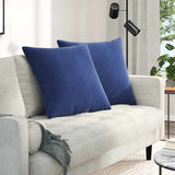 Sofa Pillows 2 pcs Police Blue 80 x 80 cm Corduroy Fabric 42014068