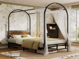Metal bed, 3FT single bed 90x190cm, Durable and Sturdy, Canopy Twin Bed, Iron bed for adults & N604P283084B