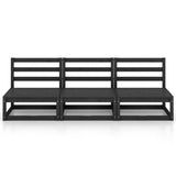 Garden 3-Seater Sofa Black Solid Pinewood 3075303