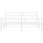 ZNTS Metal Bed Frame without Mattress with Footboard White 193x203cm 372350